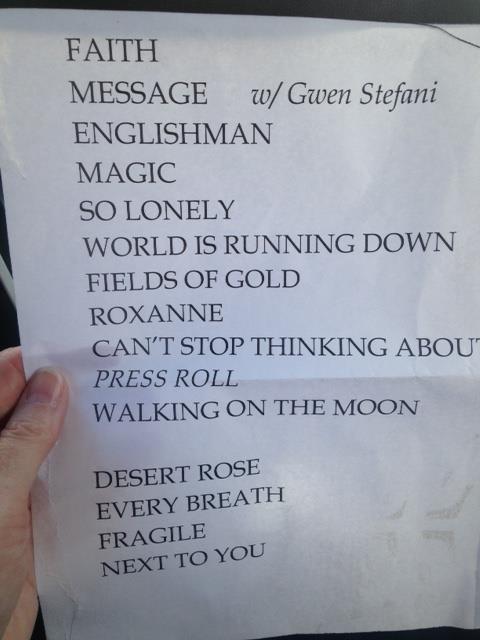 2016 09 21 Sting setlist Maggie White.jpg